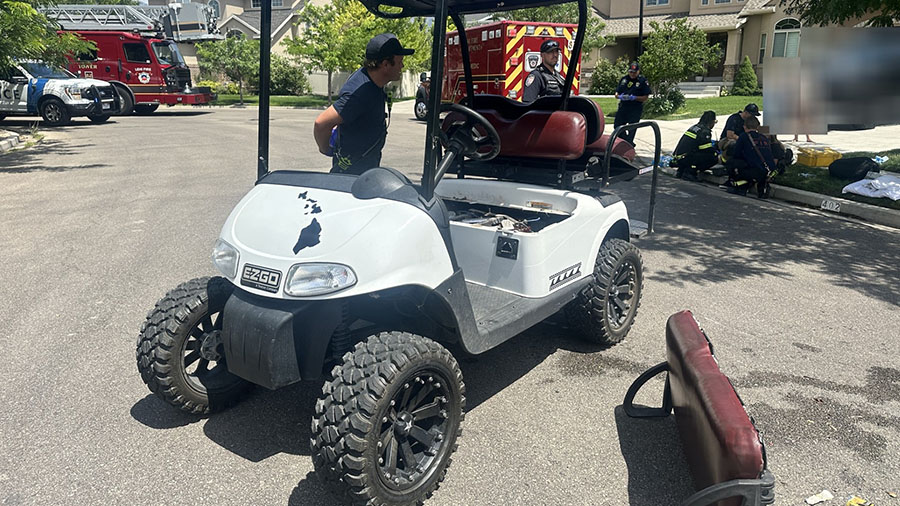Lehi police responding to one of the golf cart accidents involving teenagers. (Lehi City Police)...