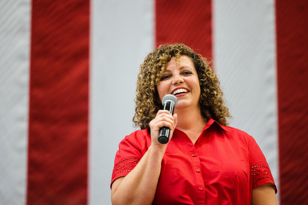 Utah Congressional 2nd District candidate Celeste Maloy speaks during the Utah Republican Party’s...