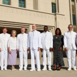 Bishop L. Todd Budge of the Presiding Bishopric and Sister Lori Budge; Elder Kevin R. Duncan, General Authority Seventy and executive director of the Temple Department, and Sister Nancy Duncan; President Henry B. Eyring, of the First Presidency; Elder Adeyinka A. Ojediran, General Authority Seventy, and Sister Olufunmilayo Ojediran; and Elder Hugo E. Martinez, General Authority Seventy and First counselor in the Utah Area Presidency, Sister Nunia Martinez, August 13, 2023. (Photo: The Church of Jesus Christ of Latter-day Saints)