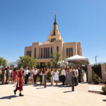 Attendees of the second session begin lining up as those from the first session leave the dedication of the Saratoga Springs Utah Temple in Saratoga Springs, Utah, on Sunday, August 13, 2023. (Photo: The Church of Jesus Christ of Latter-day Saints)