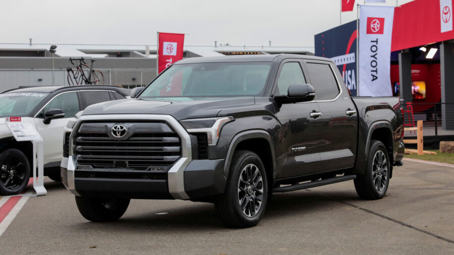 The 2022 Toyota Tundra is pictured during the Motor Bella auto show in Pontiac, Michigan, on Septem...