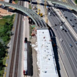 The West Davis Highway ramp being built with the geofoam blocks. (Utah Department of Transportation)