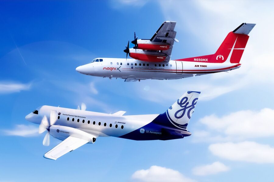 GE Aerospace and magniX have revealed the paint schemes of the hybrid electric aircraft they will f...