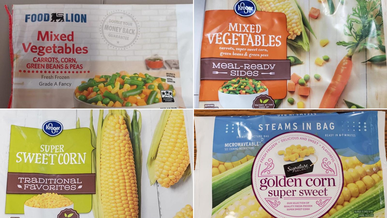 Frozen vegetables sold at Food Lion and Kroger are being recalled. (FDA)...