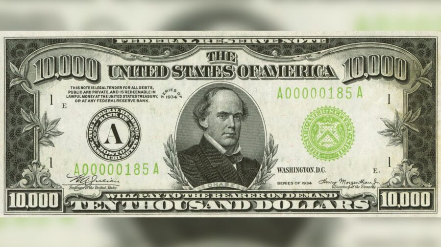 A rare $10,000 bill dating back to the Great Depression has sold for $480,000 at auction. (Heritage...