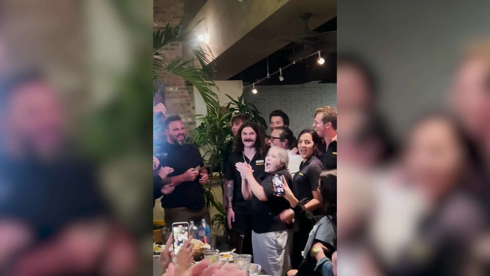 Steven Harward and friends surprise employees at Monarca restaurant in Salt Lake City....