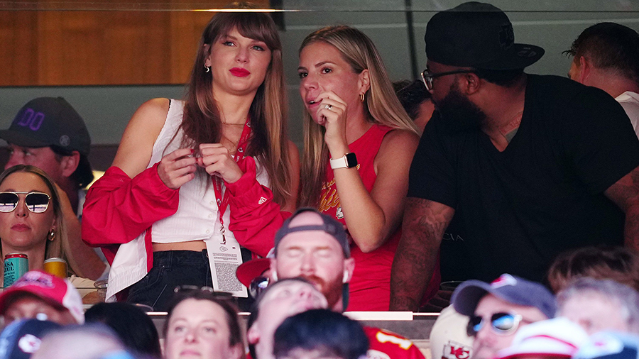 Taylor Swift at GEHA Field at Arrowhead Stadium on Sunday attending the Kansas City Chiefs game. (C...