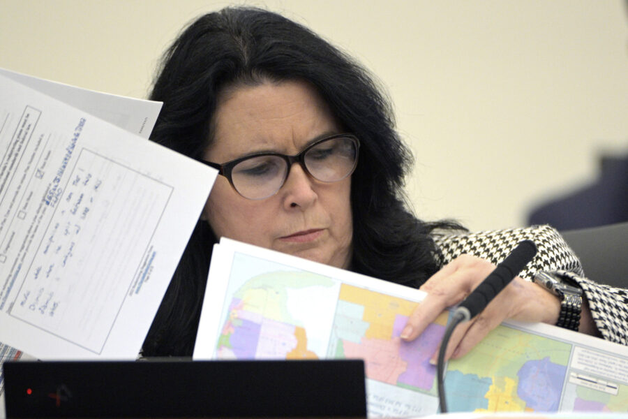 FILE - State Sen. Kelli Stargel looks through redistricting maps during a Senate Committee on Reapp...