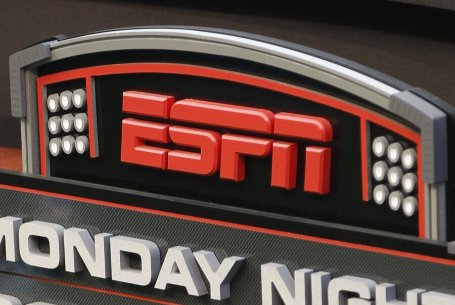 FILE - The ESPN logo is seen prior to an NFL football game between the Cincinnati Bengals and the P...