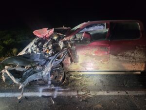 Mangled car from Enoch double fatal crash