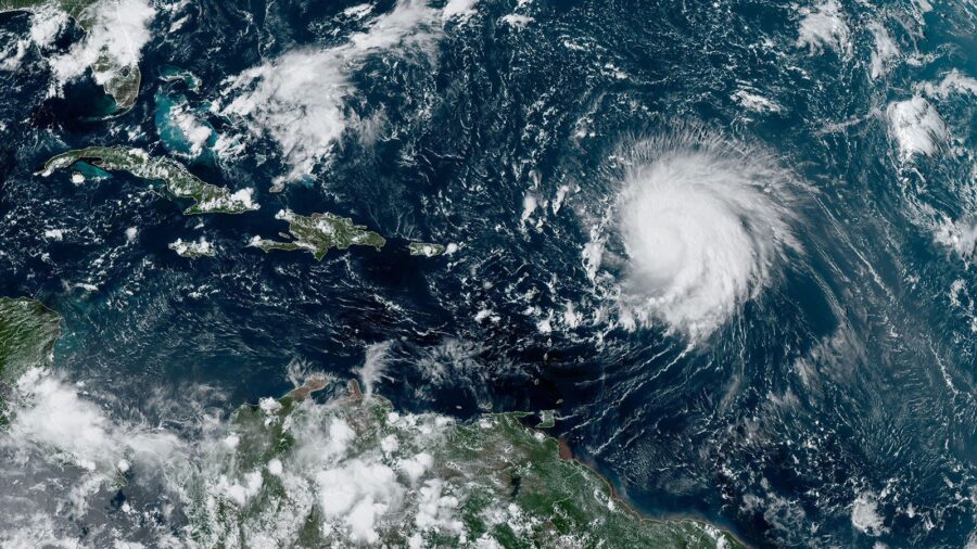 A satellite image of Hurricane Lee provided by the National Oceanic and Atmospheric Administration....