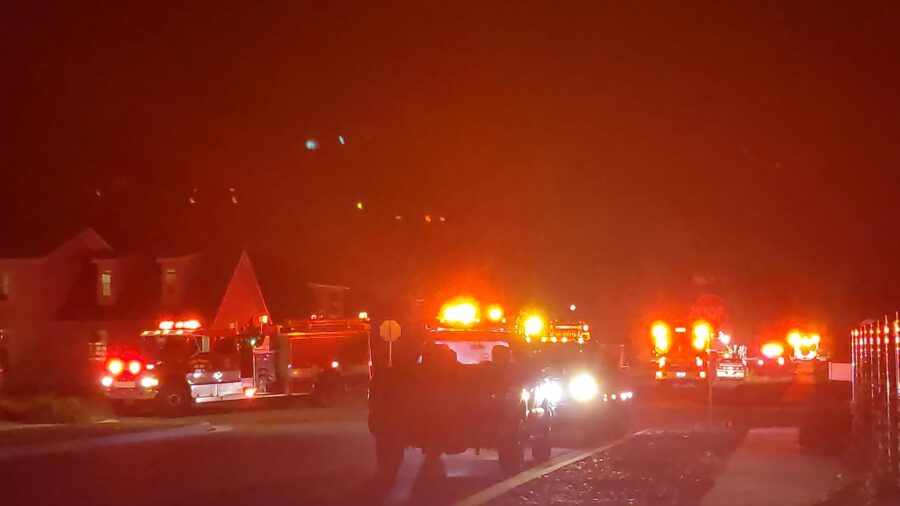 Firefighters are putting out a blaze caused by downed power lines in Cache County tonight, due to h...
