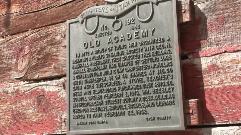 A plaque outside the Spanish Fork historic schoolhouse. (KSL TV) 