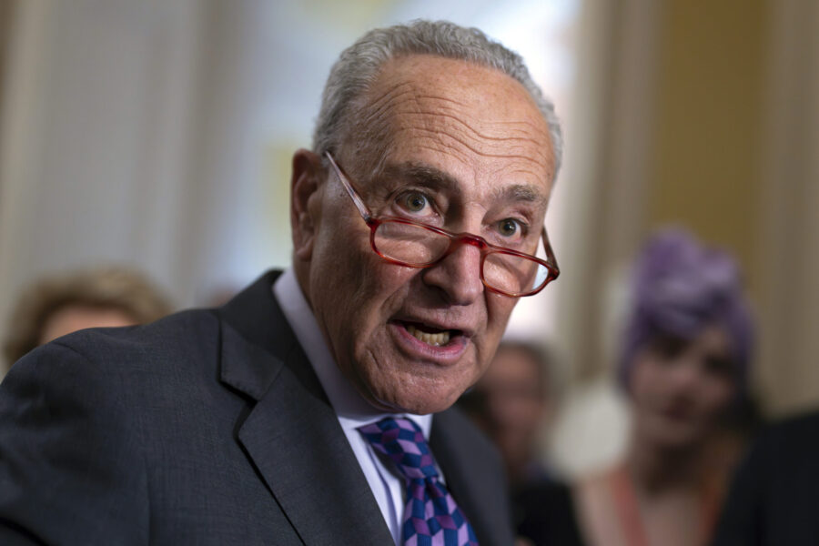 FILE - Senate Majority Leader Chuck Schumer, D-N.Y., at the Capitol in Washington, Wednesday, Sept....
