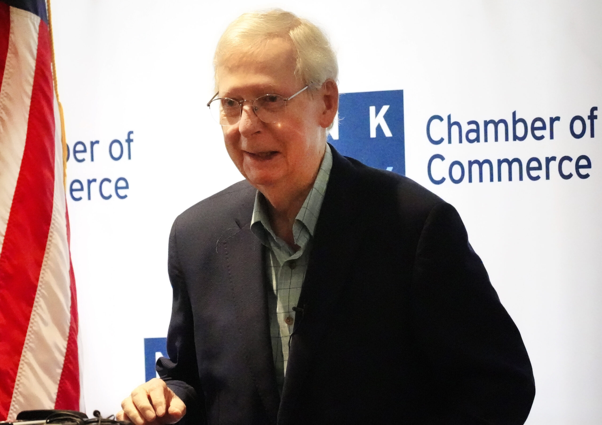 U.S. Senate Minority Leader Mitch McConnell, R-Ky., speaks at the NKY Chamber of Commerce at the Ma...