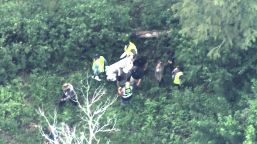 Aerial footage of FWC personnel on the scene attempting to remove the bear.
Mandatory Credit:	WESH...
