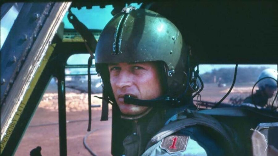 Then-1st Lt. Larry L. Taylor in his UH-1 "Huey" helicopter. Taylor served in Vietnam from 1967 to 1...