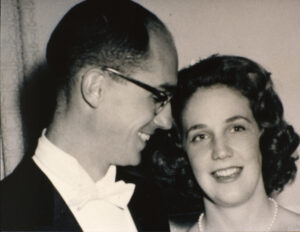 Kathleen Johnson and Henry B. Eyring on their wedding day July 27, 1962. They were married in the Logan Utah Temple. (Henry B. Eyring)