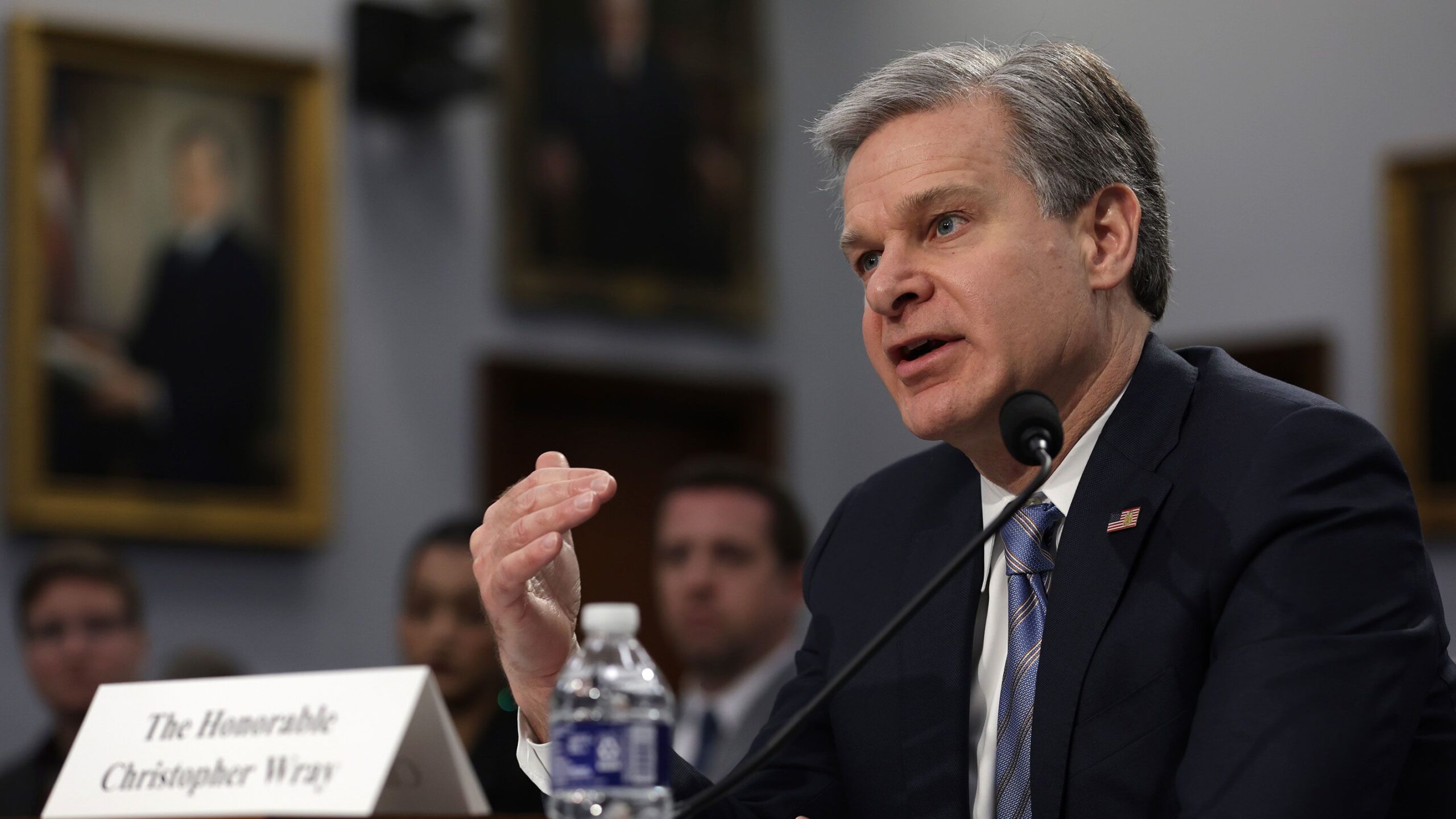 FBI Director Christopher Wray said on Oct. 15 that the agency has seen an increase in reported thre...