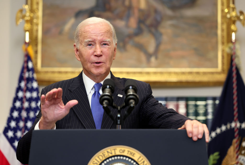 President Joe Biden delivers remarks on the September jobs report at the White House on October 06,...