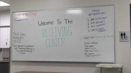 A welcome message to patients from the Receiving Center. (Huntsman Mental Health Institute)