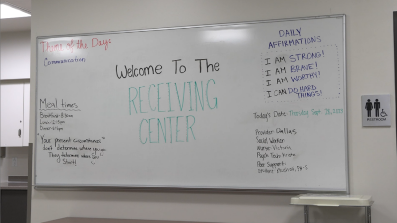 A welcome message to patients from the Receiving Center. (Huntsman Mental Health Institute)...