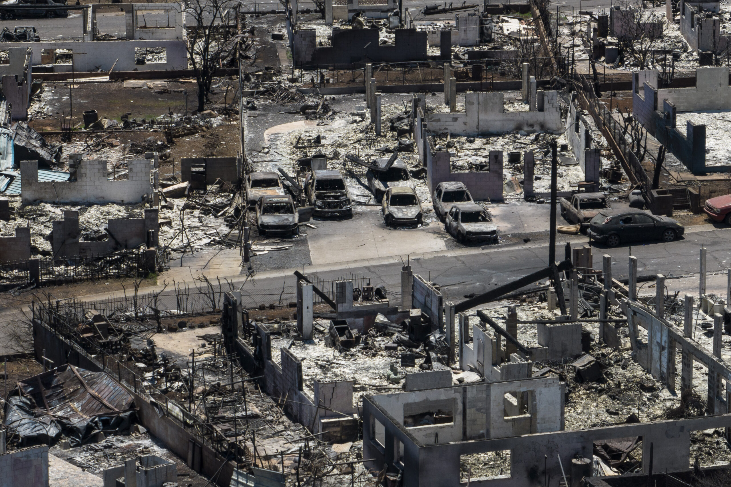 FILE - A general view shows the aftermath of a devastating wildfire in Lahaina, Hawaii, Aug. 22, 20...