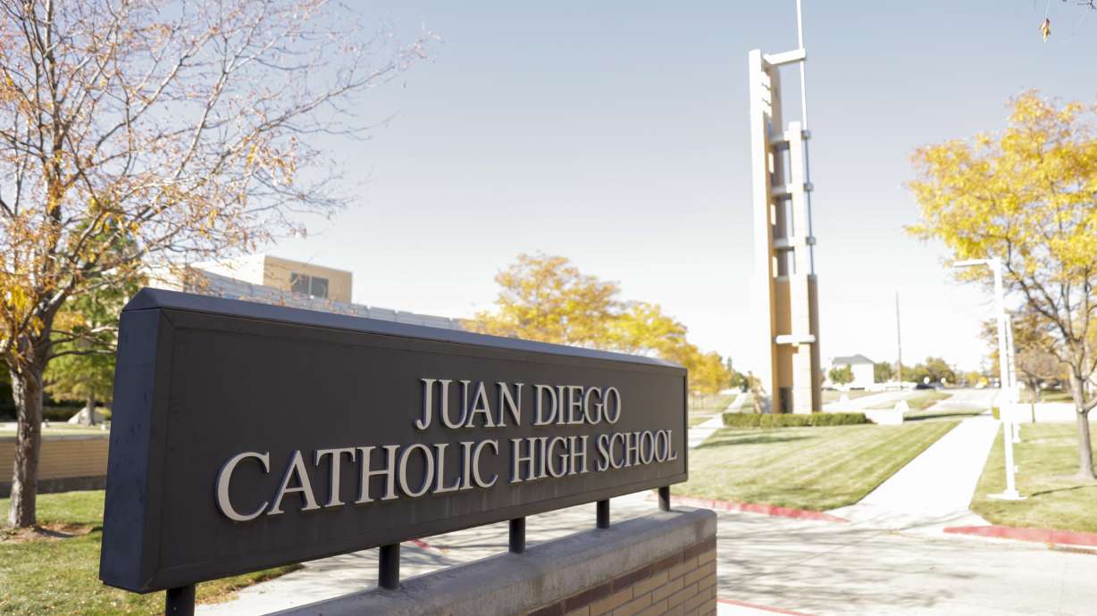 The front of Juan Diego Catholic High School in Draper, Utah. (Ben B. Braun/Deseret News)...