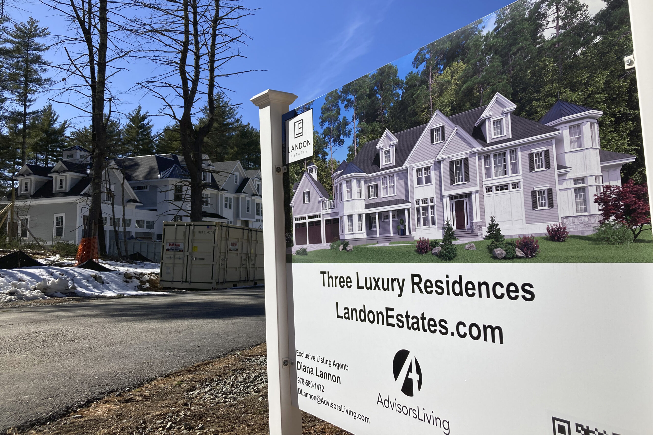 File - A sign announces newly built homes in Sudbury, Ma., on March 12, 2023. On Thursday, Freddie ...