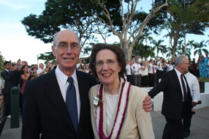 President Henry B. Eyring, first counselor in the First Presidency, and his wife, Kathleen, participated in the rededication of the Laie Hawaii Temple on Sunday, Nov. 21. (Deseret News)
