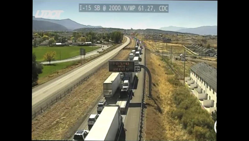 A high-risk traffic stop in Cedar City caused I-15 to close at mile marker 58. (UDOT)