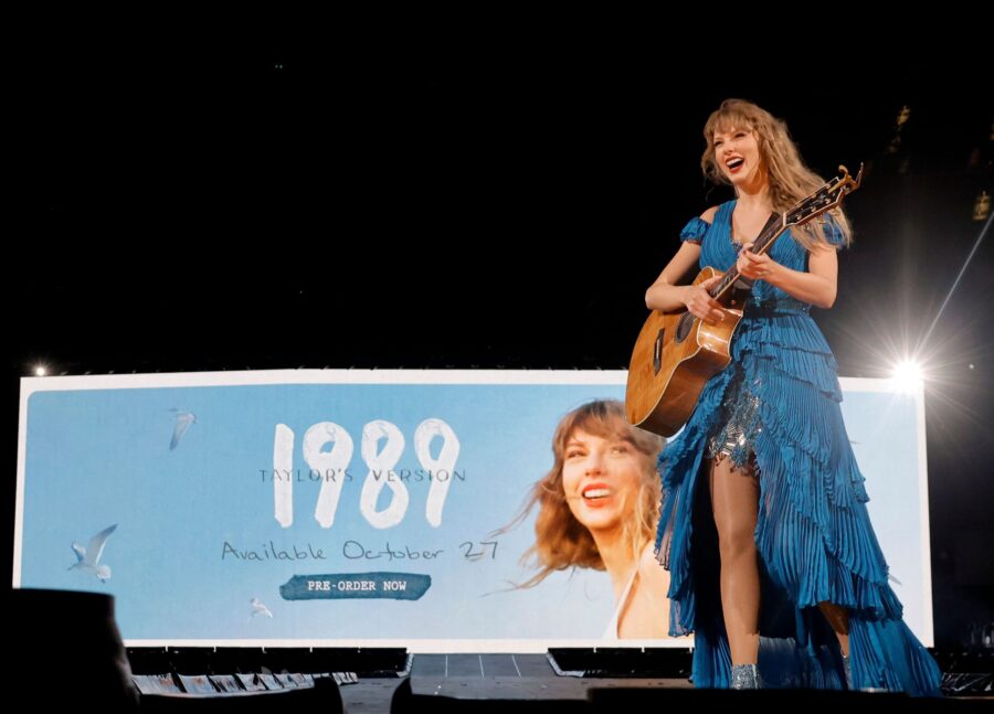 Taylor Swift performs onstage during "The Eras Tour" at SoFi Stadium on Aug. 9 in Inglewood, Califo...