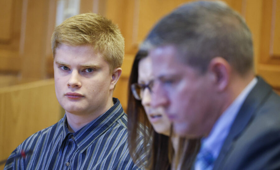 Jeremy Goodale attends his sentence hearing at the Jefferson County Courthouse in Fairfield, Iowa, ...