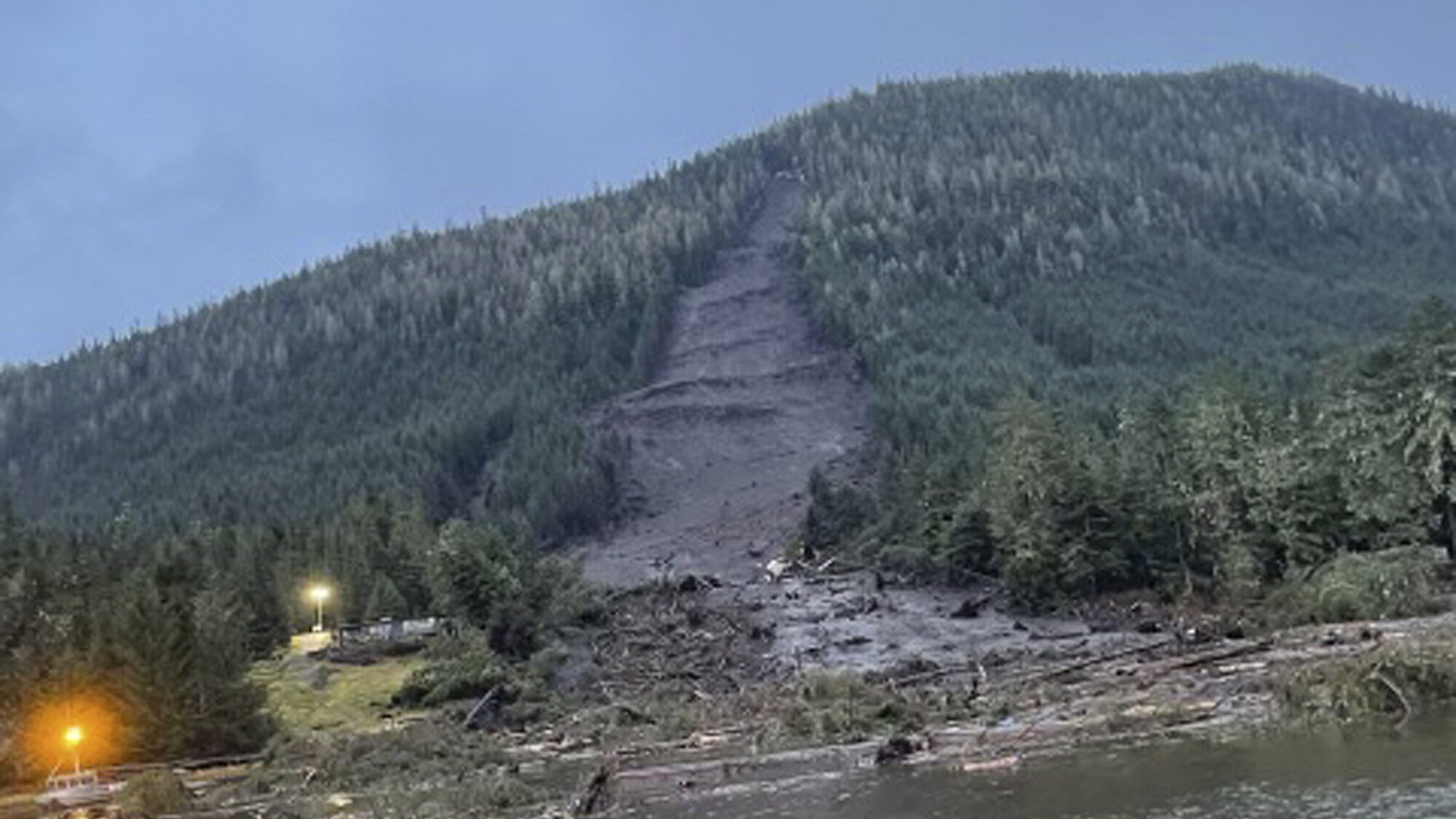 FILE - This photo provided by the Alaska Department of Public Safety shows the landslide that occur...