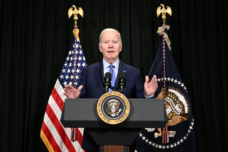 President Joe Biden delivers remarks on the release of hostages from Gaza, in Nantucket, Massachuse...