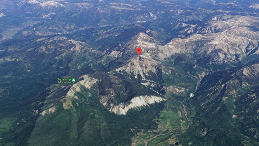 A Google Map point of Blackhead Peak on Colorado. (Taos Search and Rescue)...
