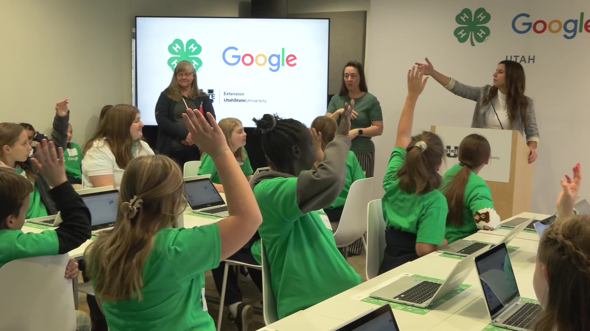 Salt Lake and Davis county students at the Google lecture. (KSL TV)...