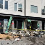 A truck crashed into an apartment building in Pleasant Grove Monday. (KSL TV)