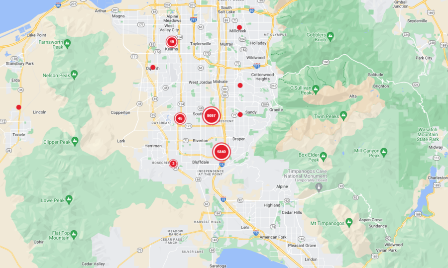 The power outage map showing who was affected by the outage. (Rocky Mountain Power)...