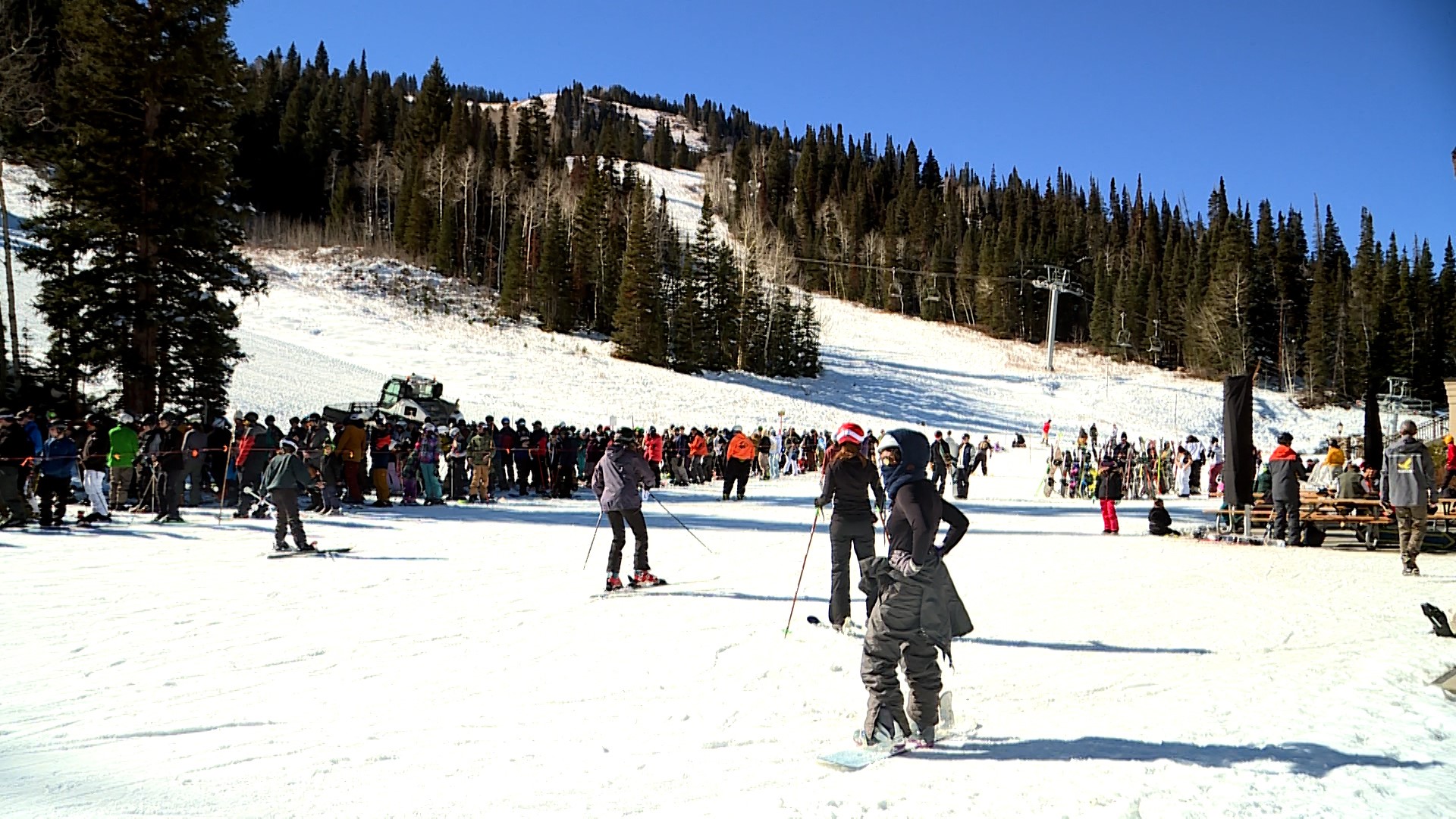 Hundreds of skiers and snowboarders alike waited in line, hopping on the ski lift one by one Sunday...