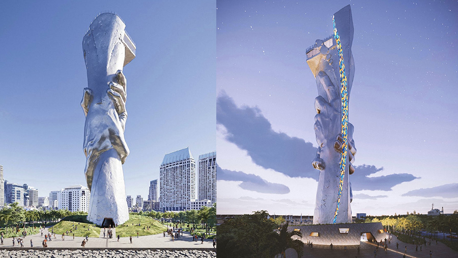 A proposed Statue of Responsibility, designed as a companion work to the Statue of Liberty, could f...