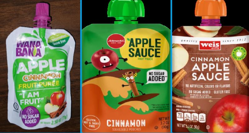 The FDA recalled certain apple puree and applesauce products from three brands of fruit pouches: Wa...