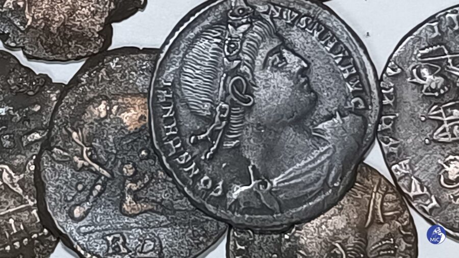 Coins dating back to the first half of the 4th century CE were spotted in the sea near the town of ...
