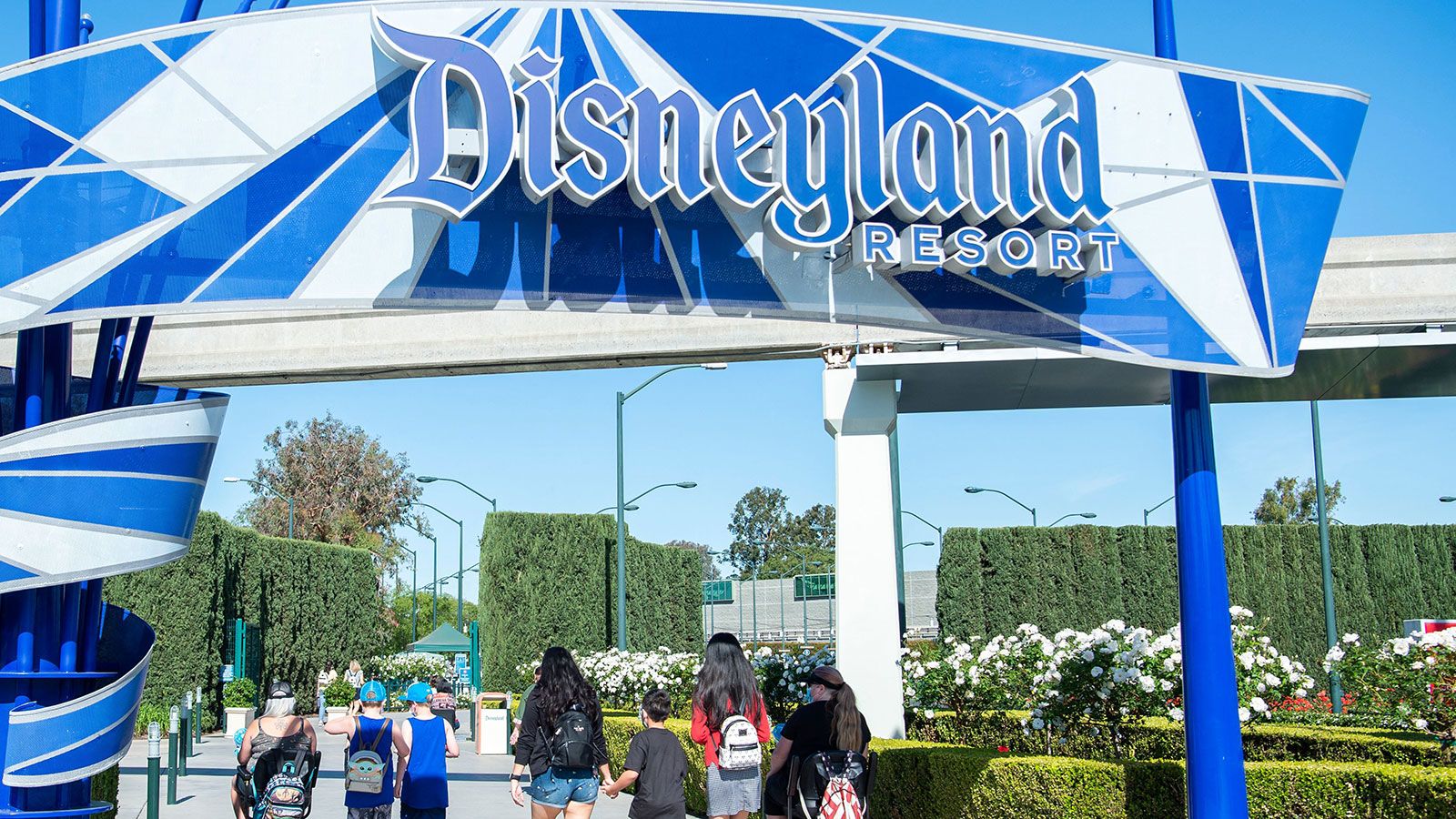 Visitors enter Disneyland in Anaheim, California, in this file photo from 2021. One person was tran...