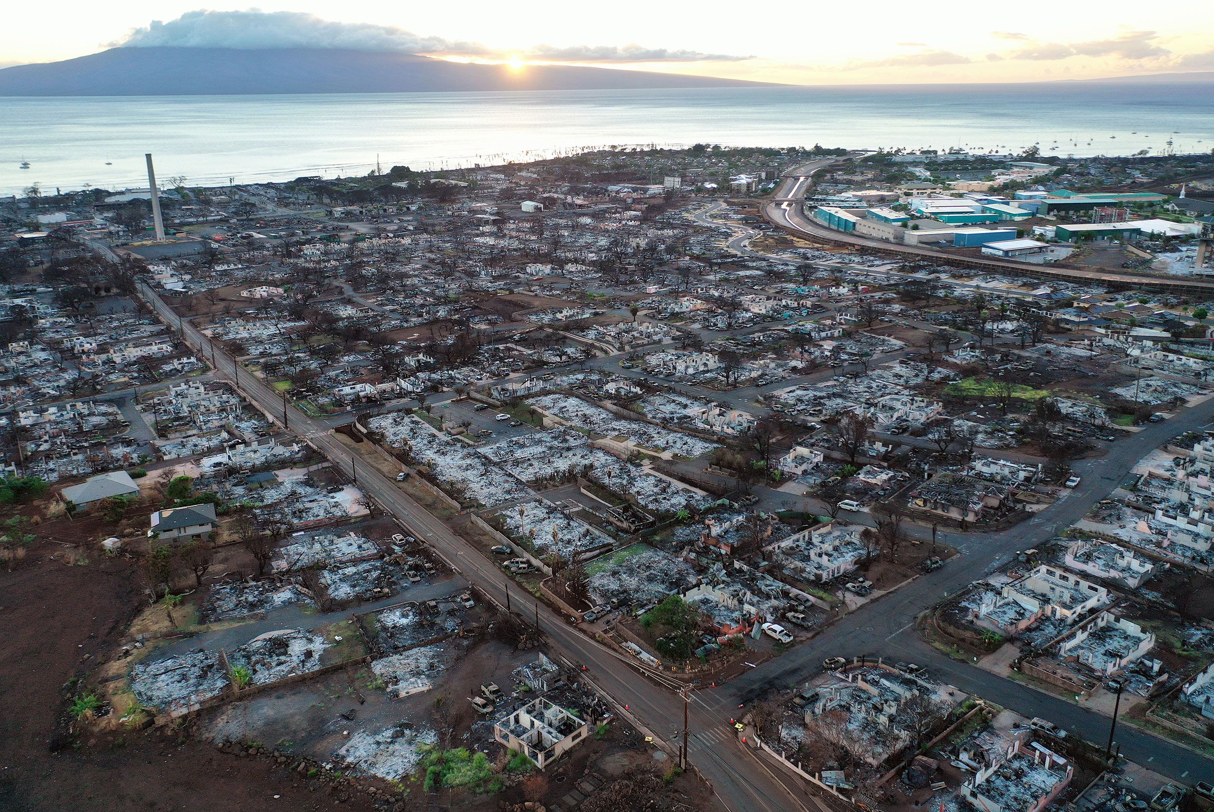 This photo of Lahaina from Oct. 7 shows the damage that remains two months after the fire swept thr...