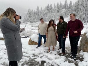 Family pictures in the snow