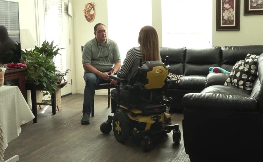 Matt Gephardt speaking with Zahra Moghimi about her car accident that damaged her wheelchair, and h...