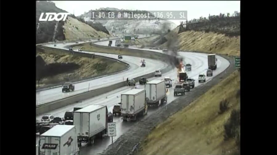 A vehicle on fire in Parleys Canyon shut down the road. (KSL TV)...