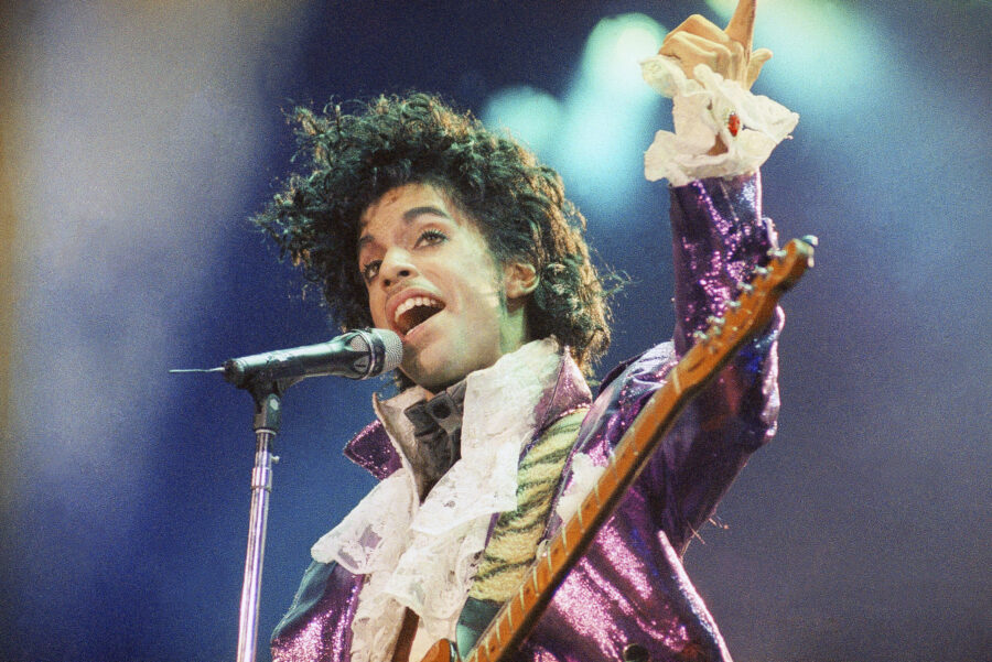 Prince performs at the Forum, Feb. 18, 1985, in Inglewood, Calif. Fans of Prince, who was known nea...