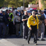Las Vegas Metro Police respond to a shooting reported on the University of Nevada, Las Vegas, campus, Wednesday, Dec. 6, 2023, in Las Vegas. (Lucas Peltier, Associated Press)